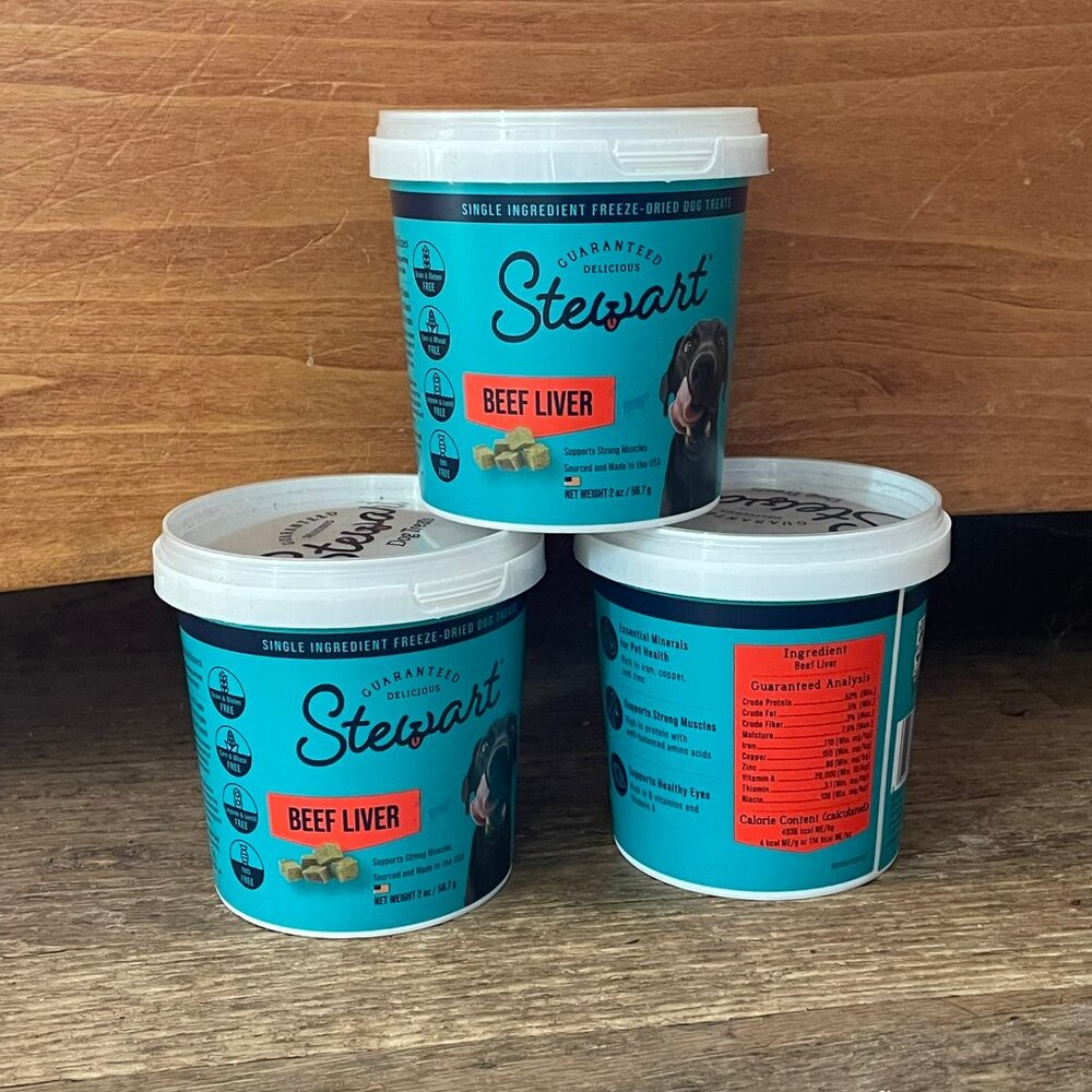 Stewart's Freeze-Dried Beef Liver Dog Treats: THREE Tubs!
